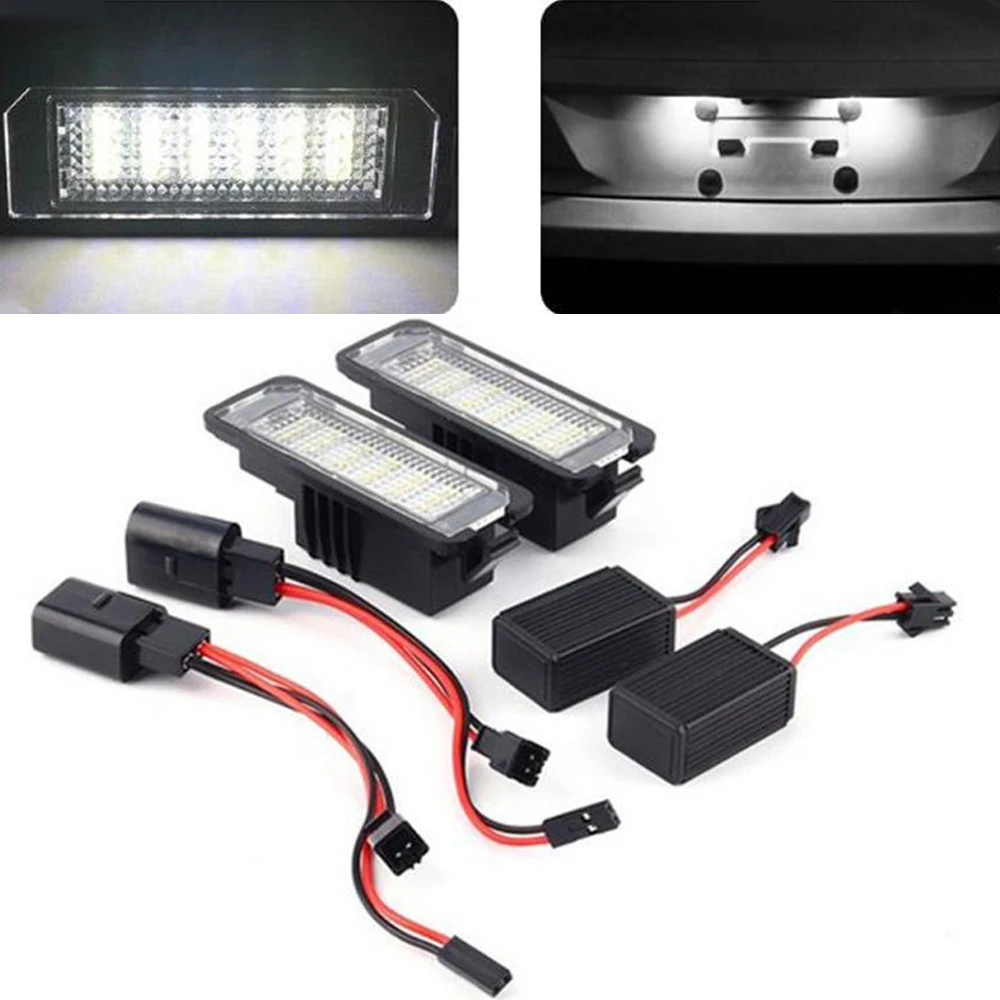 

2Pcs 12V LED Number License Plate Light Lamps for VW GOLF 4 5 6 7 Polo 6R Car Exterior Accessories License Plate Lights Quality