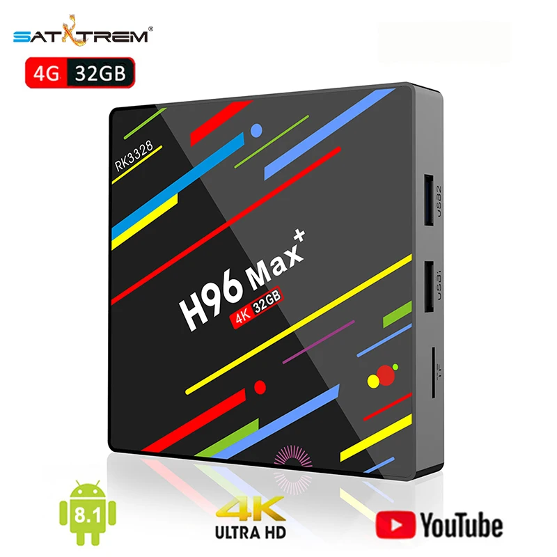 

H96 Max Plus Android 8.1 TV Box H96 Max+ RK3328 Quad-Core 64bit 4GB 32GB 4K H.265 USB 3.0 WiFi 2.4G Set Top Box Android TV Box