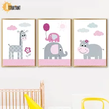 Giraffe Elephant Hippo Nordic Posters And Prints Wall Art Canvas Painting Animal Wall Pictures Kids Baby Girl Room Home Decor Giraffe Elephant Hippo Nordic Posters And Prints Wall Art Canvas Painting Animal Wall Pictures Kids Baby Girl Room Home Decor