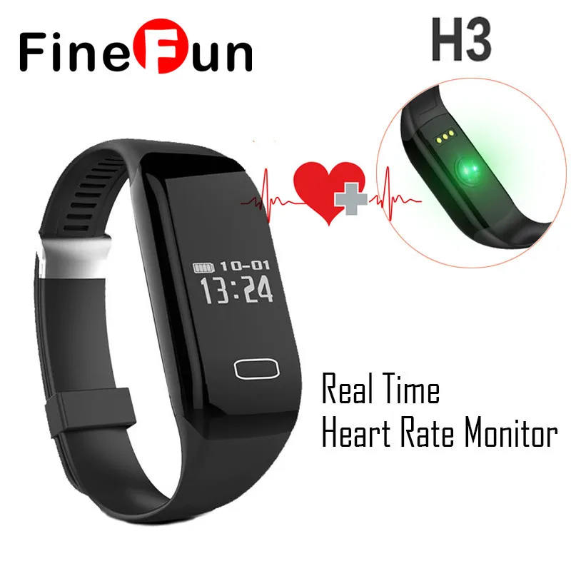 FineFun H3 Bluetooth 4 0 Heart Rate Monitor Pedometer Waterproof Sports And fitness Tracker For Android