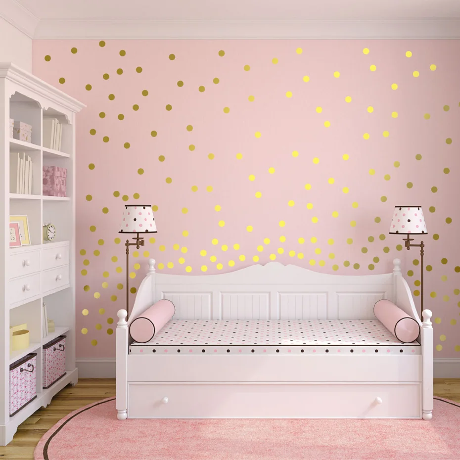 Hati Emas Stiker Dinding untuk Bayi Anak Kamar Tidur Stiker Removable