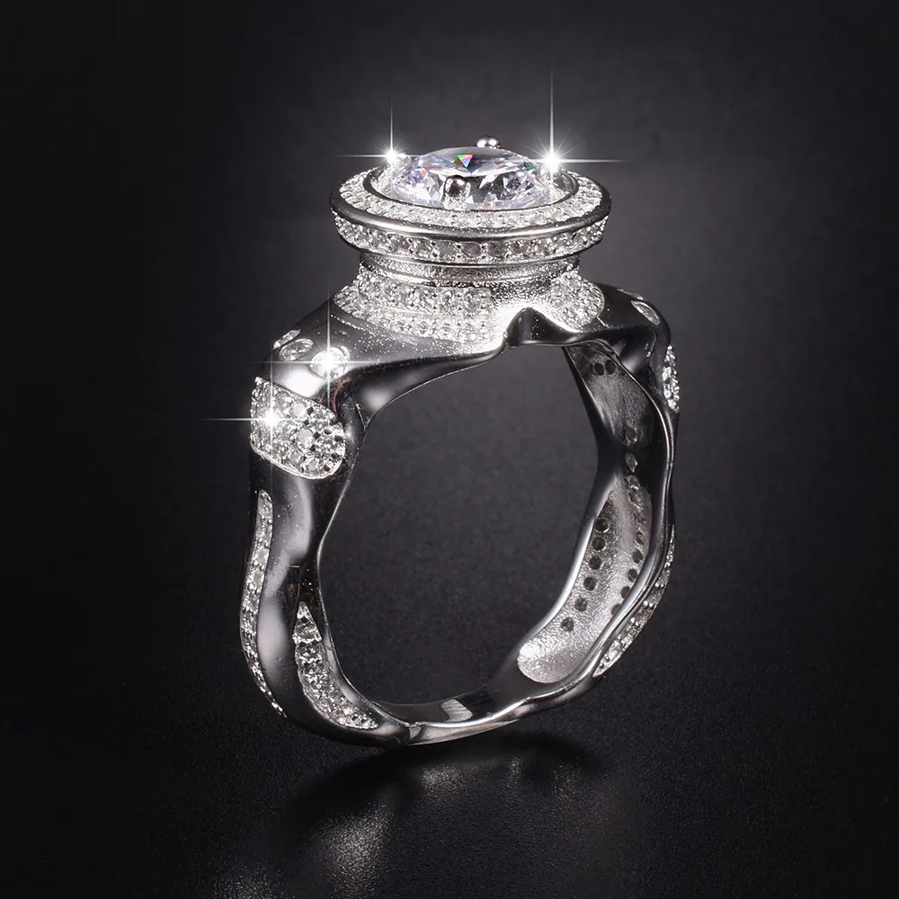 Men's Luxury 925 Sterling Silver 3ct Simulated Diamond ring Eternal Engagement Wedding Bands