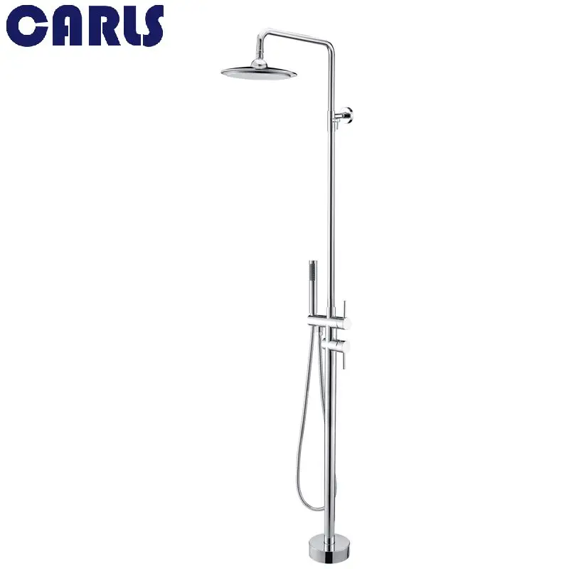 

CARLS Floor type shower faucet copper vertical cylinder edge type faucet shower shower set top sprayed water outlet bathtub head