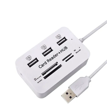 

Multi Mini Card Reader USB Hub Combo 2.0 High Speed USB 2.0 Hub USB Splitter Portable for SD MMC M2 MS Pro Duo