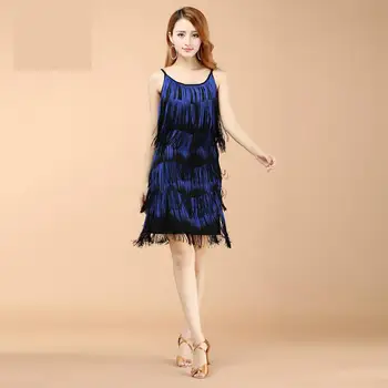 

2019 Autumn New Arrivals Sexy Sling Sequin Tassel Latin Dance Dress For Women Latin Dance Skirt Competition Wear On Sale 3 Color