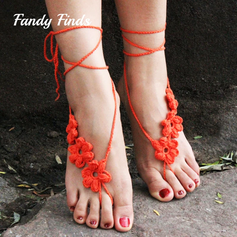 Для женщин Босоножки Летние сандалии ручной крючком пляж свадебные туфли украшение цветок хлопка женские аксессуары для ног Прямая