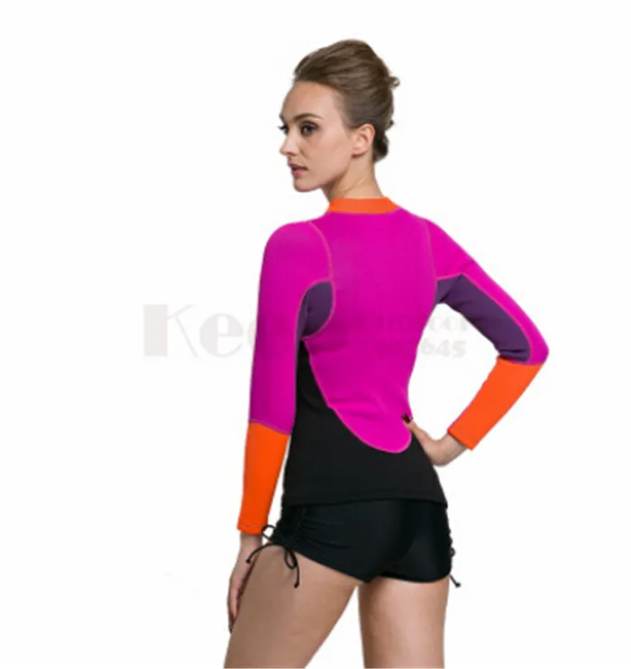 السباحة sbart 2018 النيوبرين 2 ملليمتر بذلة المرأة قميص طويل الأكمام ملابس الغوص تصفح سترة kiteboard أعلى