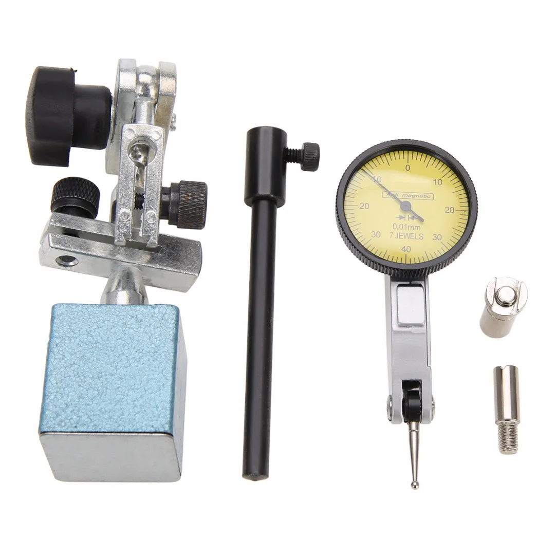 1 Set Dial Test Indicator Gauge + Base Holder Stand + 3/8" 5/