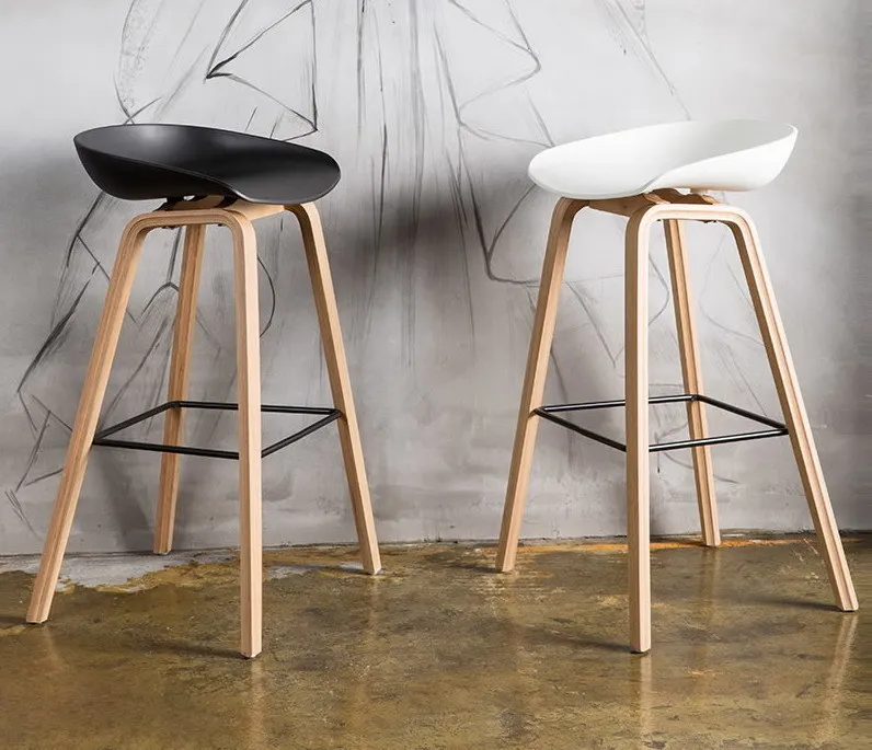 

Minimalist Modern Design solid wood pp plastic bar chair northern wind fashion creative denmark counter stool Popular Furniture