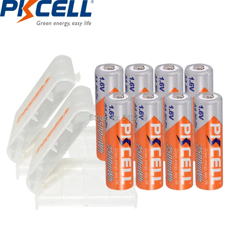 Billig 8PCS PKCELL AA 2500mWh 1,6 V Ni Zn Akku aa NIZN batterien 2A und 2PCS nizn batterie halter box fällen für kamera