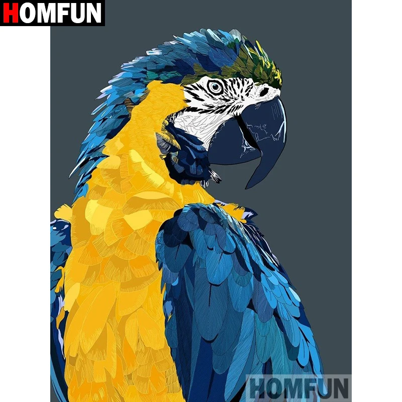 Набор для алмазной вышивки попугай HOMFUN картина из квадратных/круглых страз 5D