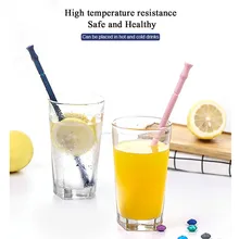 Портативный многоразовый моющийся пищевой силикон питьевой согнутые соломинки с коробкой для домашнего сада декоративные принадлежности инструмент