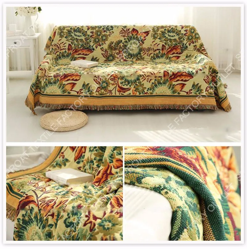 Хлопковое полотенце на диван с герберой дуплексный диван с принтом/одеяло для стула Нескользящая винтажная для дивана крышка кидает SP2208