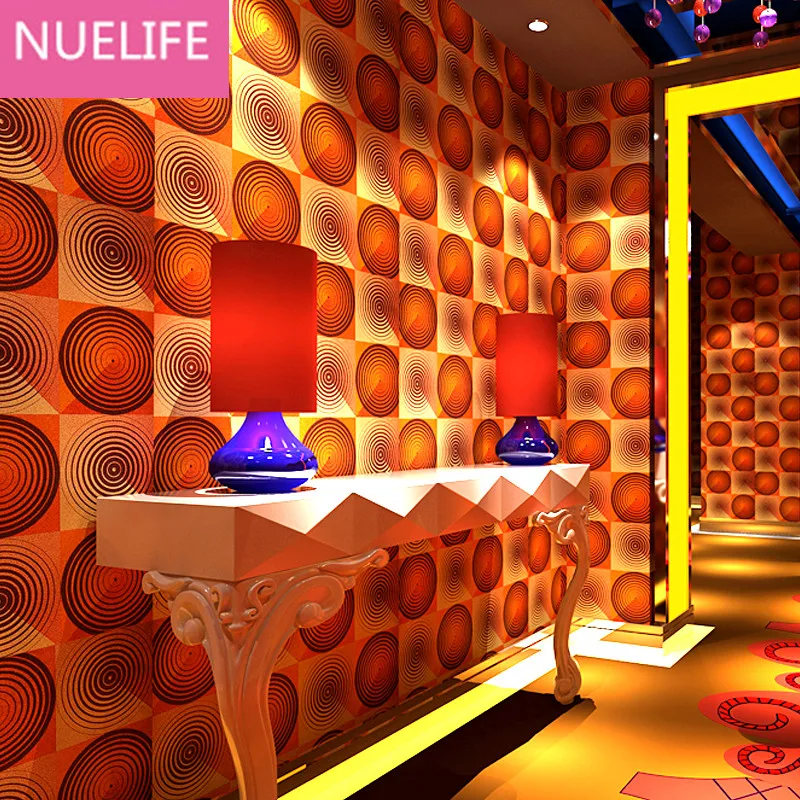 

0.53x10m KTV Wallpaper 3d Circle Pattern Wallpaper Bar Ballroom Theme Room Living Room Bedroom Background Wallpaper