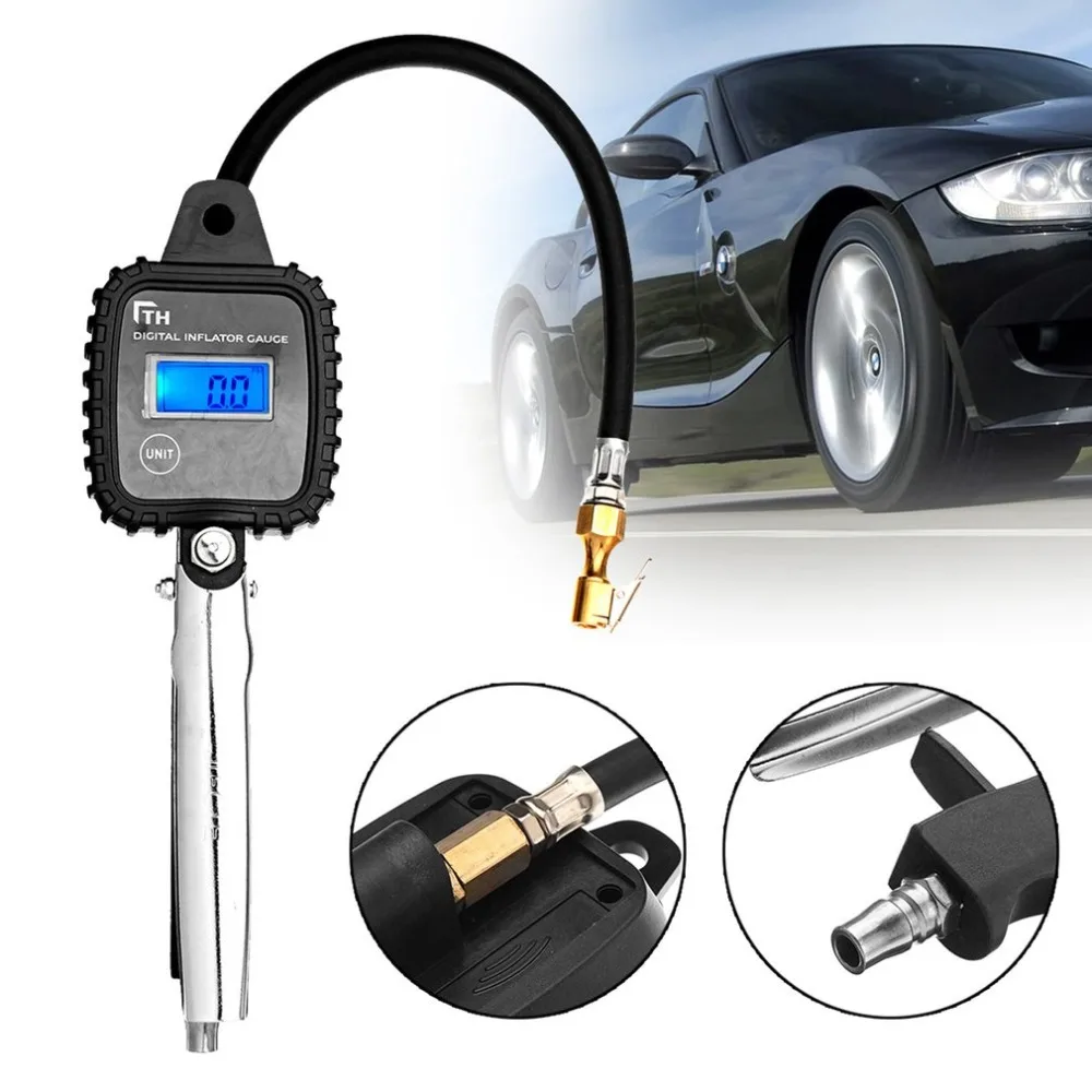 

5-100 PSI LCD Digital Car Tire Tyre Inflator Air Pressure Gauge with Hose Auto Tire Pressure Monitor Tools Car Accessories