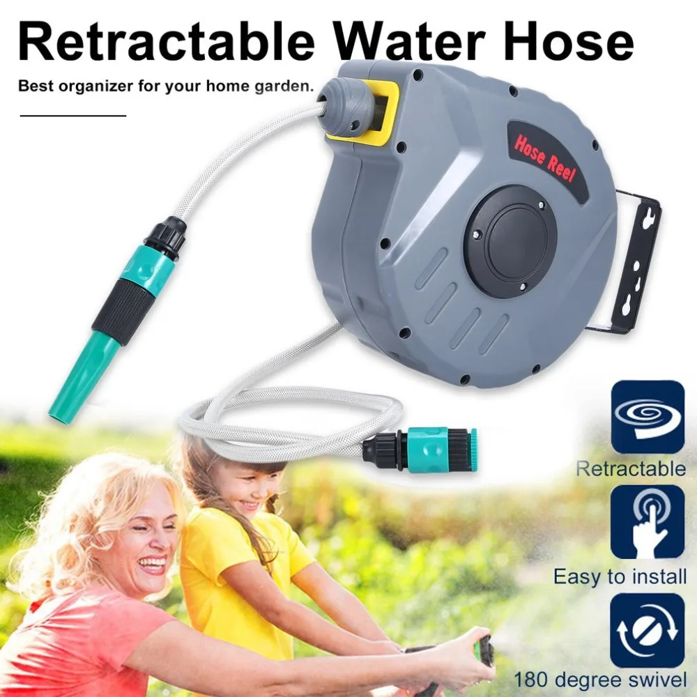 

180 Degree Rotatable Compressed Air Hose Reel With 10/20/30m Hose UV-Resistant Automatic Hose Reel Garage Workshop Accessories