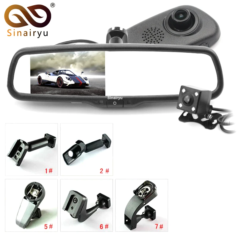 

Sinairyu Original Bracket Full 1080P Car Camera DVR Dual Lens Rearview Mirror Video Recorder FHD 1080P Automobile DVR Mirror Das