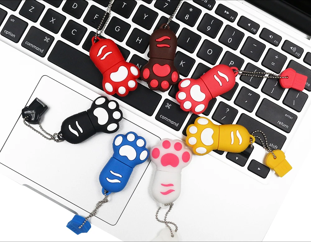 Cute Cat Claw USB Flash Drive 7 colors Pen driv Stick 4GB 8GB 16GB 32GB 64GB Memory Sticks best gift Pen Drive Flash U disk