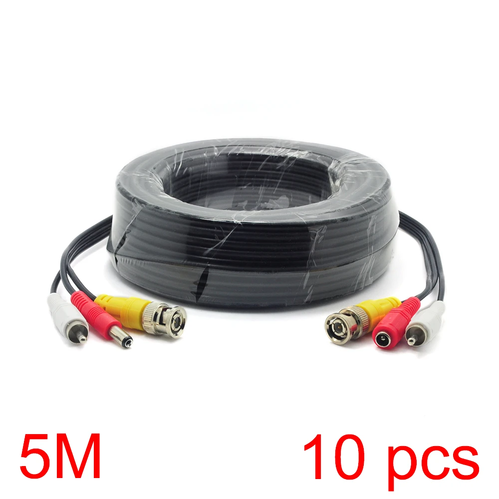 10x 5M/16FT BNC RCA DC Connector Video Audio Power Wire Cable For CCTV Camera | Безопасность и защита