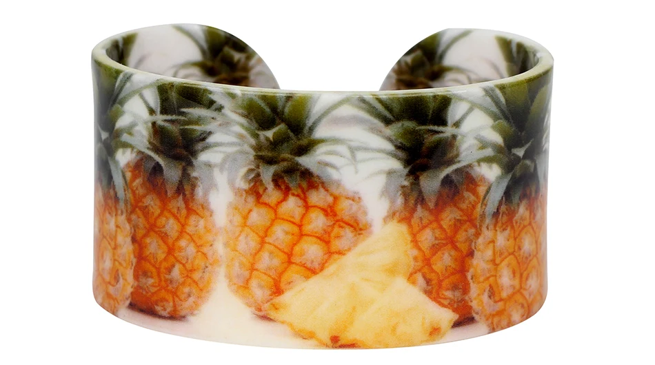 Bonsny инструкция акриловая ананас браслет браслеты Craft Tropic фрукты летние украшения для женщин девочек дамы подарок вечерние оптовая продажа