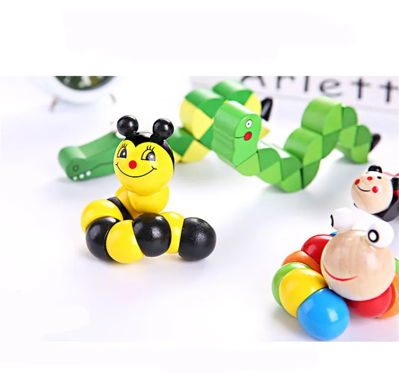 Colorful Wooden Worm Puzzles Kids Learning Educational Didactic Baby Development Toys Fingers Game For Children Montessori Gift 11