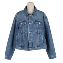 Arlenesain custom women short swing denim jacket.