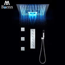 Bathroom Shower Faucet Thermostatic Touch Screen LED Rainfall,Waterfall,Misty Shower Head 40*40cm Polished With Shower Body Jets