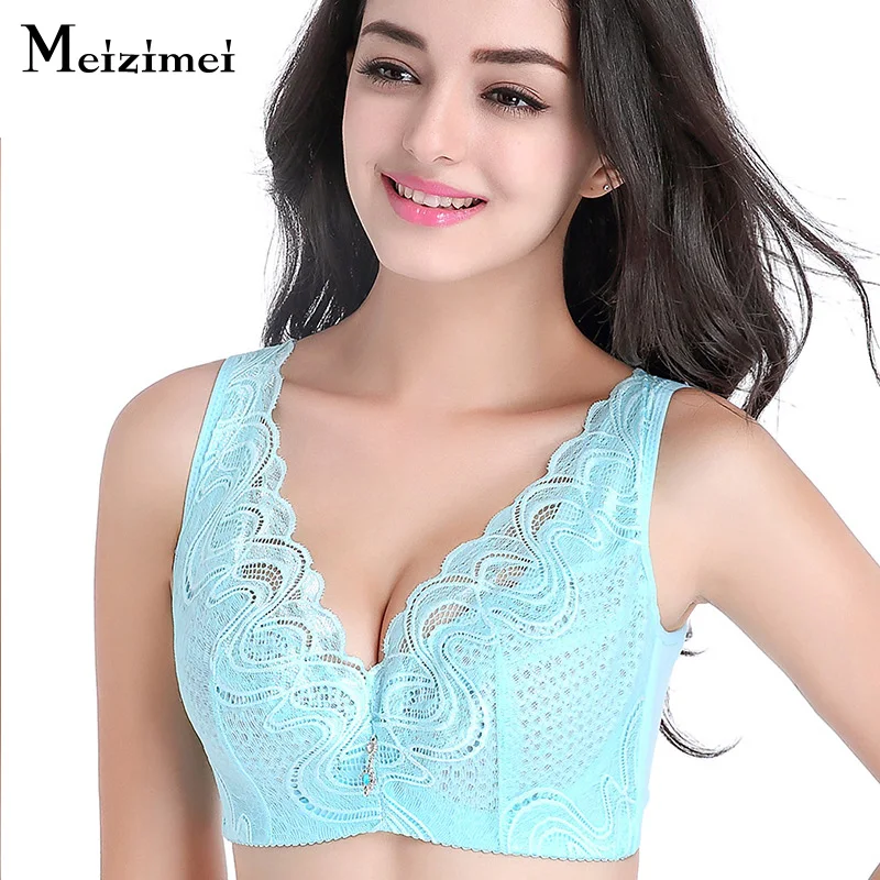 2017 Plus Size vest Bra bh Push Up Lace full cup Large Size Bras For Womens Underwear lolitas elastic mesh Brassiere max 95 C D