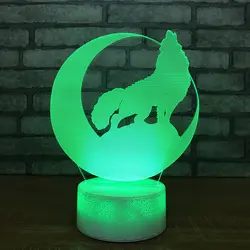 Творческий светодиодный 3d-ночник USB дети прикроватный сенсорный Волк Луна моделирование Настольная лампа для спальня лампы для домашнего