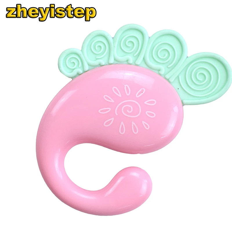 

Cute Foot Type Teether Baby Rattle Molar Plastic Ring Bed Bell Ring Newborn Toys 0-12 Months Teether Baby Educational Toys