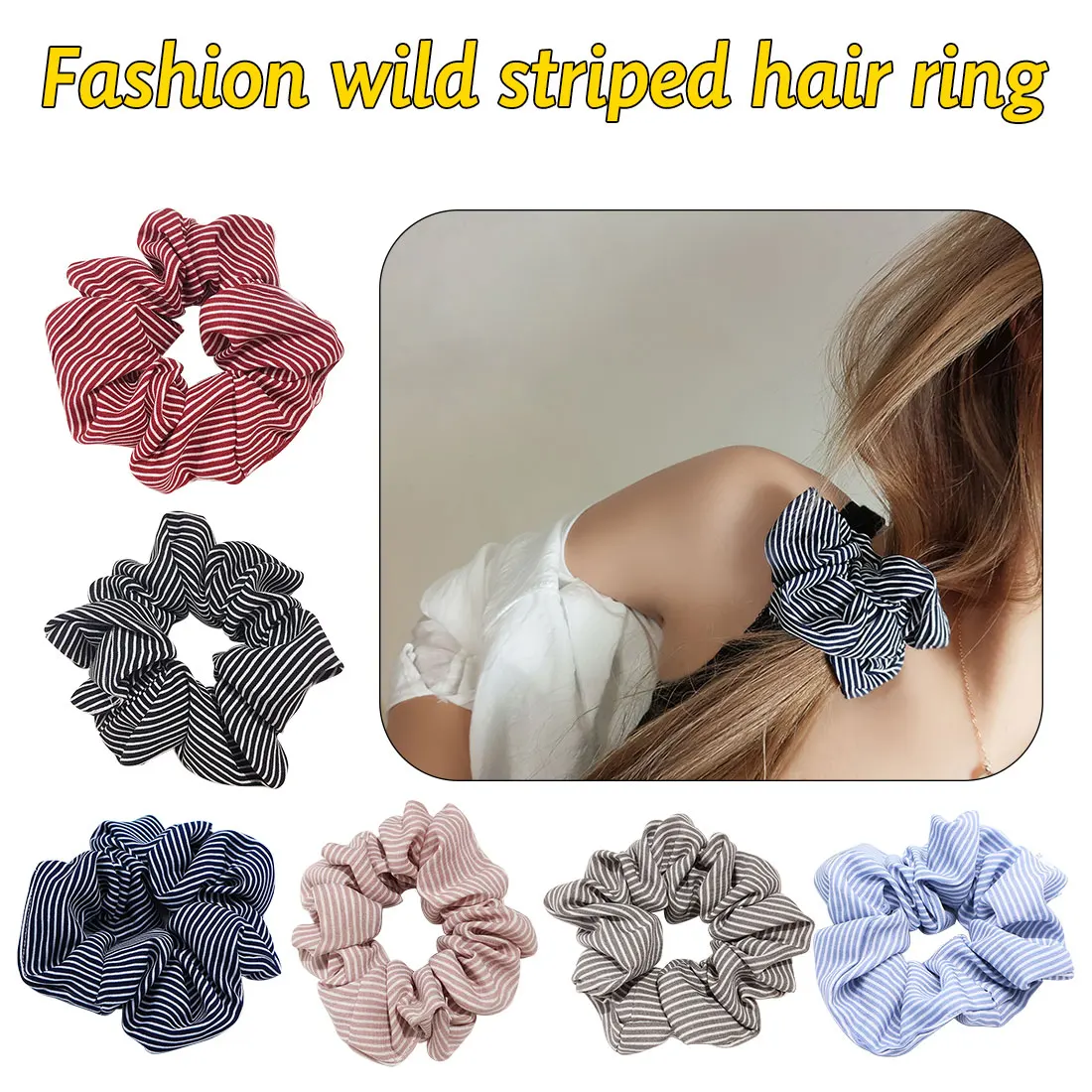 

New 1PC Hair Band Rubber Band Headwear Cloth Strip Rainbow Scrunchie Retro Grid Printed Striped Hair Accessories Coconut Tree