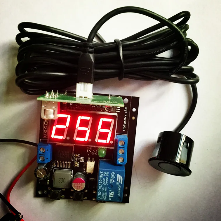

Free shipping Ultrasonic reversing radar sensor module With display relay output Adjustable distance with waterproof probe