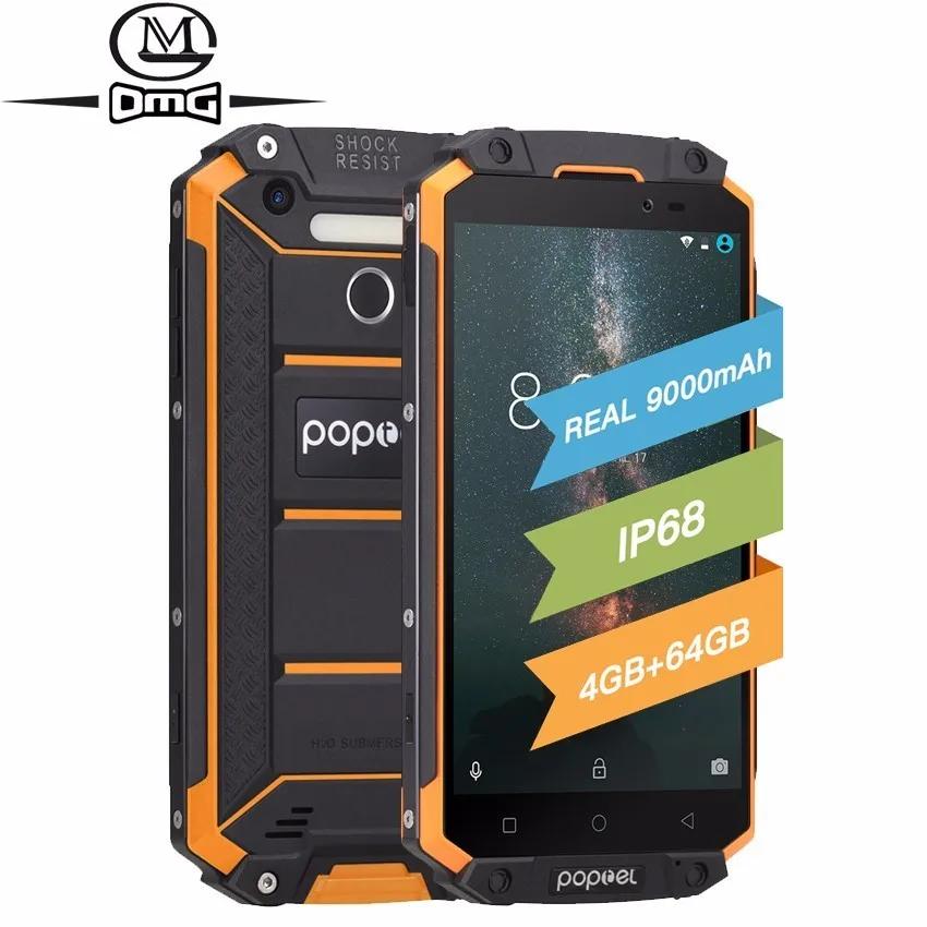 

POPTEL P9000 Max 9000mAh IP68 Waterproof shockproof Mobile phone Android 7.0 MTK6750 Octa Core 4GB+64GB 5.5" 4G LTE Smartphone