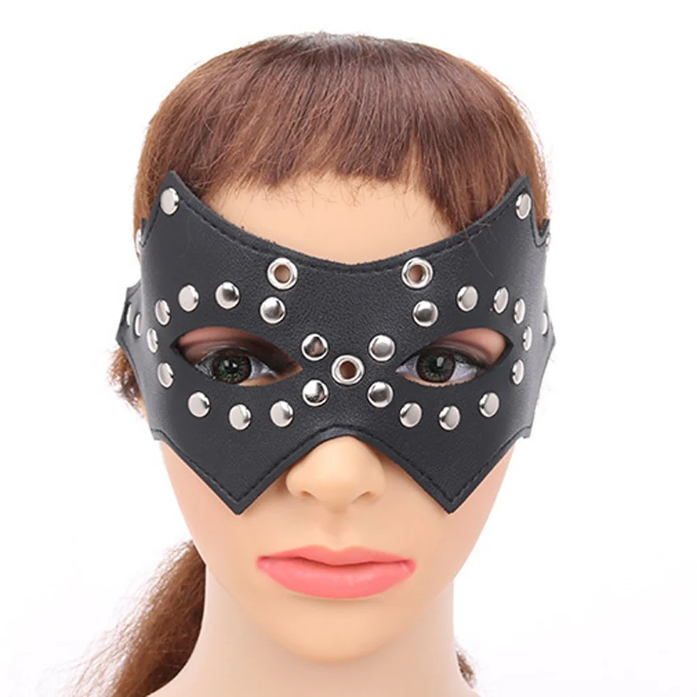 Из искусственной кожи наручники Игры для взрослых Секс-игрушки для пары маска для глаз с завязанными глазами патч флирт эротические