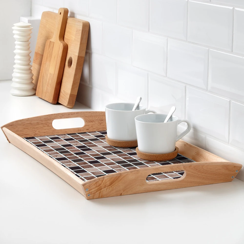 Съемный Ретро кофейный цвет 3D плитка мраморная мозаика наклейки на стену самоклеящиеся водонепроницаемые ПВХ для кухни ванной комнаты домашний декор