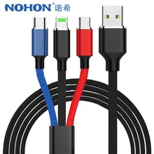 NOHON 3 в 1 зарядный кабель для зарядки Apple iPhone X 7 8 XS 6S Plus Micro usb type C для samsung Xiaomi 5 кабели для зарядки 1,2 м
