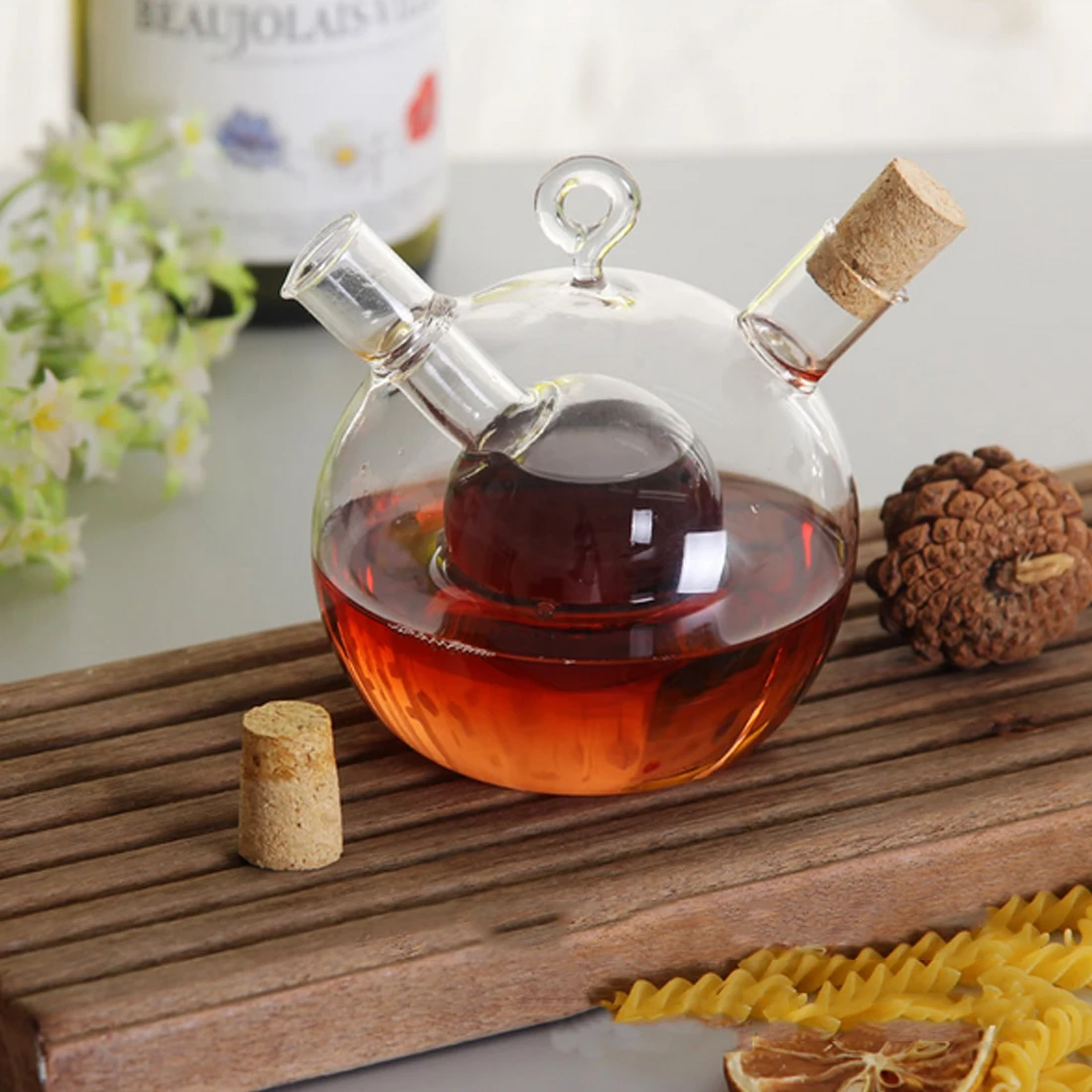 

High temperature spice bottle oil glass bottle sauce glass jar sealed seasoning glass storage wine bottles Double-Barrel