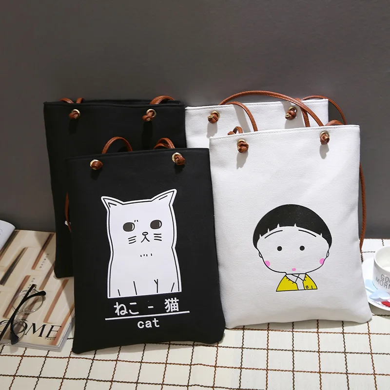 

101818 new hot cheap bag lady cartoon canvas tote bag