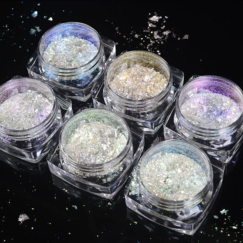 

YWK 0.2g 1 box Transparent Chameleon Flakes Sparkly Effect Nail Glitter Multi Sheets Tips 3D Nail Art Decorations DIY Sequins