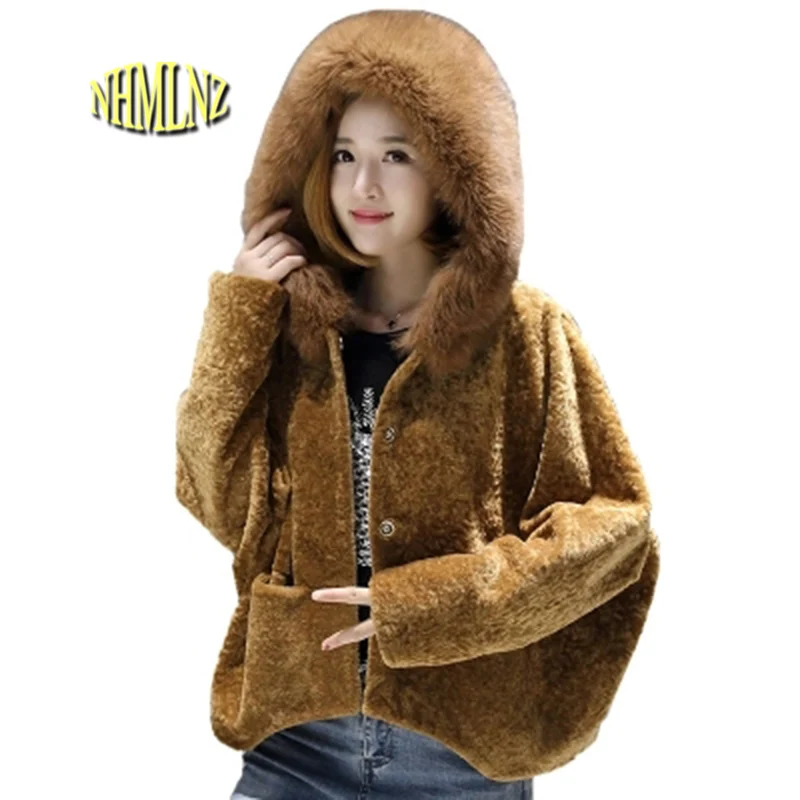

Short paragraph Women Fur coat 2020 New Winter Fashion Hooded High-quality Comfortable Pure color Large-size Women Fur coat LH18