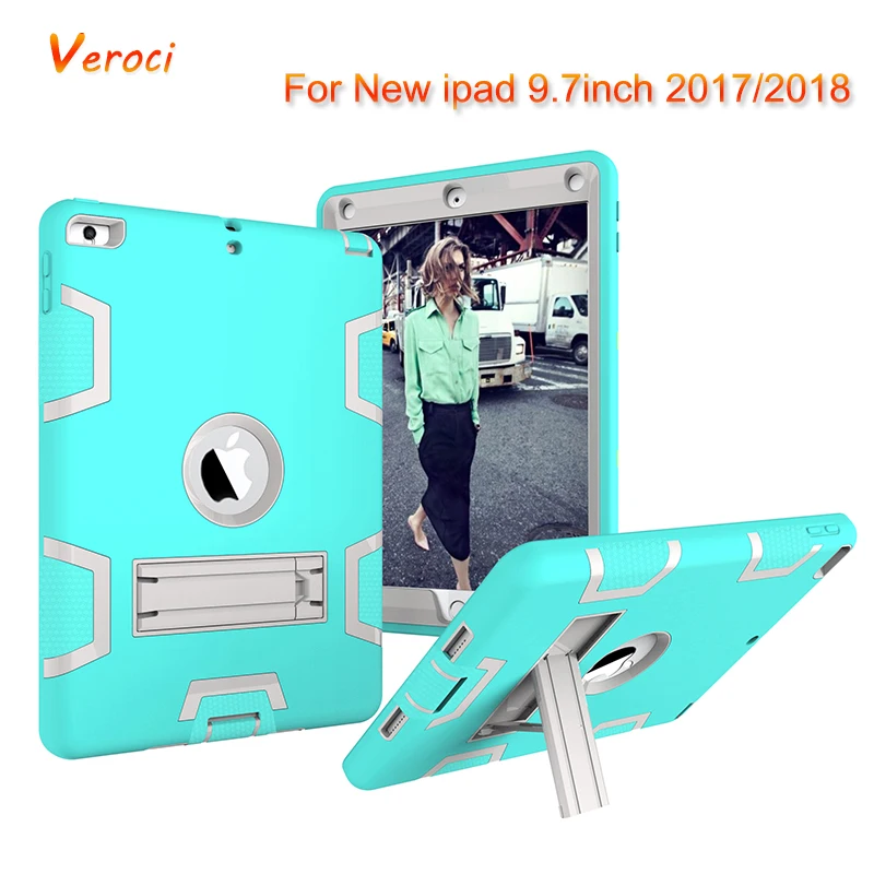 

Veroci Silicon+PC Armor Shockproof Cases Cover For Apple New iPad 9.7 inch 2017 2018 Heavy Duty Hard Cover Full Body Protection