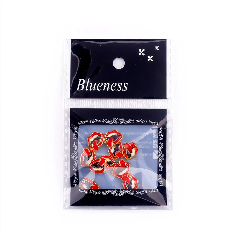 Blueness 10pc Lips Shape Rhinestones,3d Nail Art Decorations, Alloy Nail Sticker Charms Jewelry for Nail Gel/Polish Tools TN939