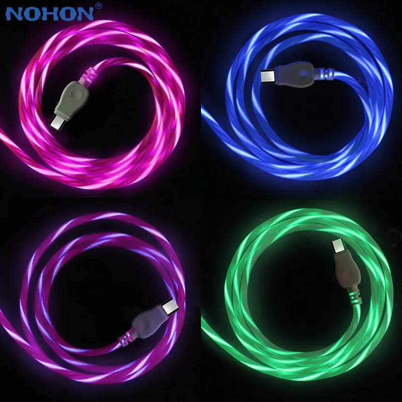 

LED Charger Cable Data USB Type C For Huawei P20 Pro Lite Mate 20 Galaxy S8 S9 Note 8 9 Oneplus 6 Xiaomi Mi Charge 1M Wire Cord
