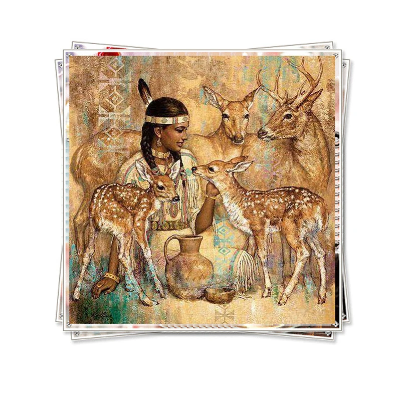

Golden Panno,Needlework,DIY DMC Cross stitch,Sets For Embroidery kit 14ct unprinted cotton thread Beauty deer Cross-Stitching