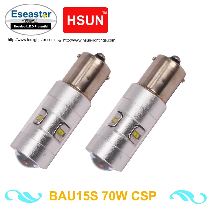 

Eseastar 2pcs High Power led turn light,back-up light BA15S-70W 10smd canbus led chip yellow The decoding rate is 95% DC9-32V