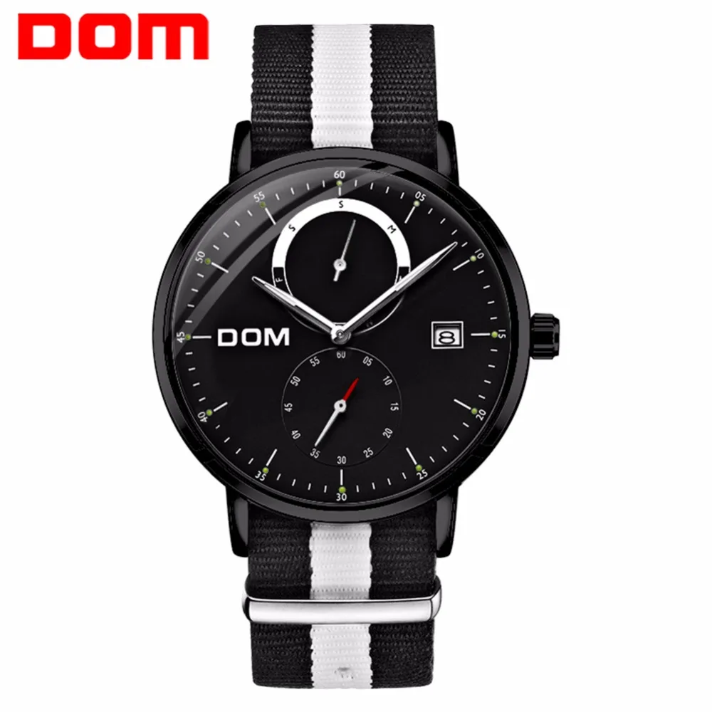 

DOM Mens Watches Top Brand Luxury Multi Function Mens Sport Quartz Watches Waterproof Nylon belt Wrist Watch reloj hombre M-436