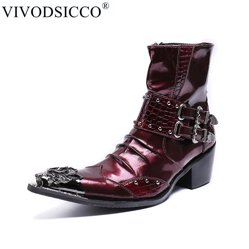 patent buckle ankle boots