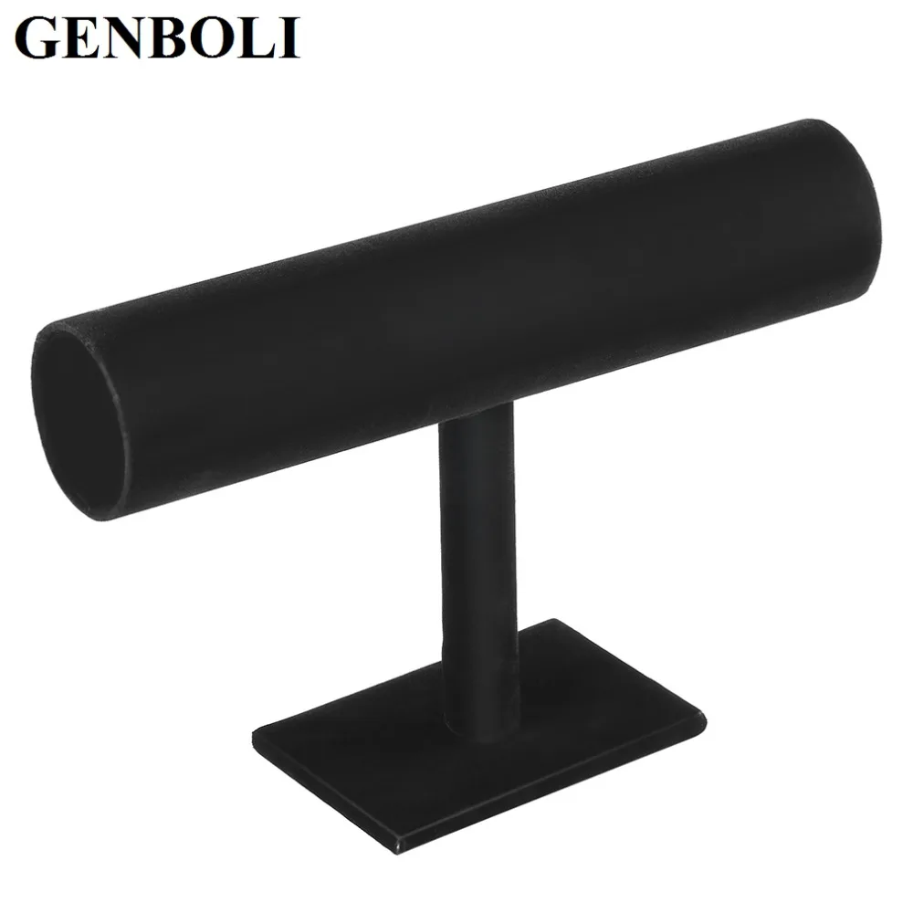 

GENBOLI Black Velvet Jewelry Display Organizer Stand Holder Packaging Bracelet Chain Watch Holder T Bar Rack