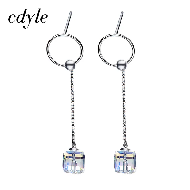 Cdyle Crystals From Swarovski Dangle Earrings Women Earring Chic Cdyle Crystals From Swarovski Dangle Earrings Women Earring Chic Mixed Color Long Chain Y Fashion 925