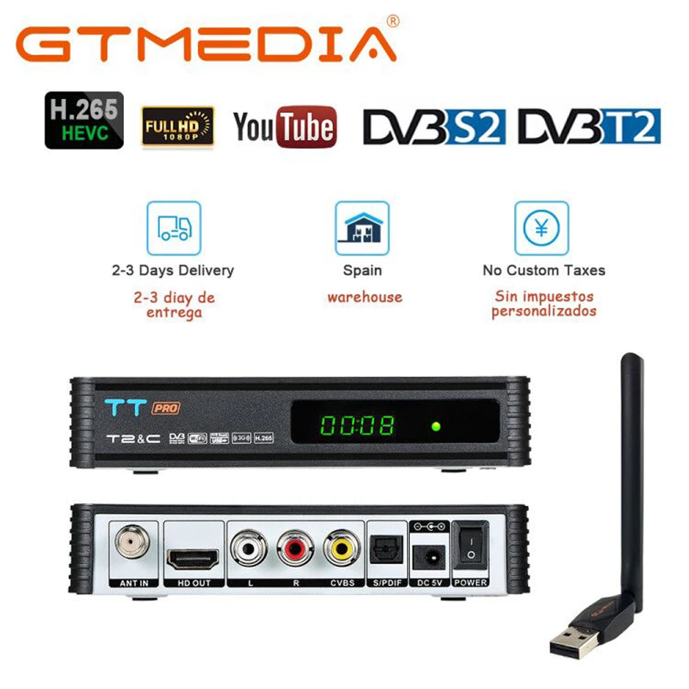 

TT PRO HD dvb-t2 Signal Receiver of TV Fully for DVB-T Digital Terrestrial DVB T2 / H.264 DVB T2 Receiver Supports cccam For RU